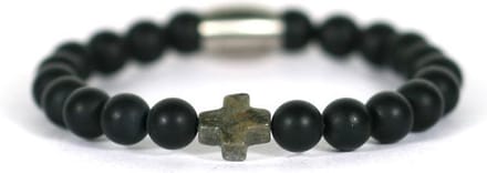IbizaMen KIDS - pyrite kruis  matte onyz 6mm - 16cm