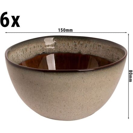 GGM Gastro (6 Stück) HAZELTON - Schüssel - Ø 150mm - Braun