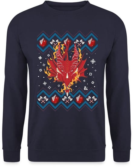 Dungeon & Dragons DND Drakenkop Ugly Christmas Sweater Heren
