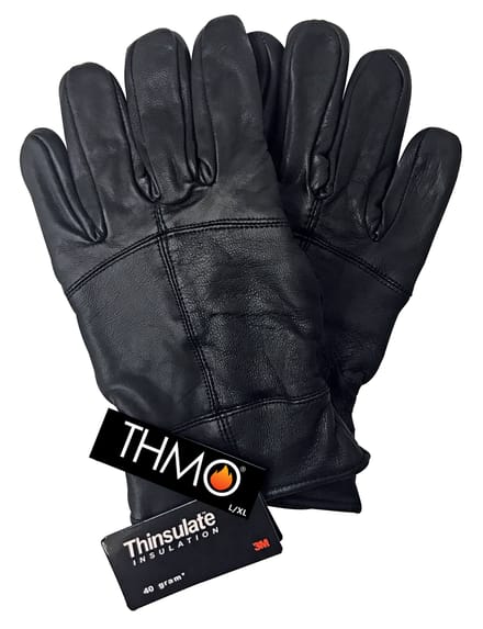 THMO - Winddichte herenhandschoenen van Dunsulate-leer - Zwart