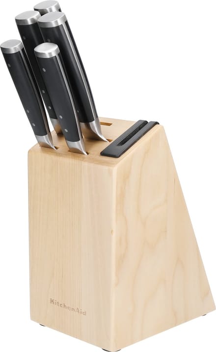 Messenset, 5-delig - Hoogwaardig Japans RVS - Berkenhouten Blok - KitchenAid