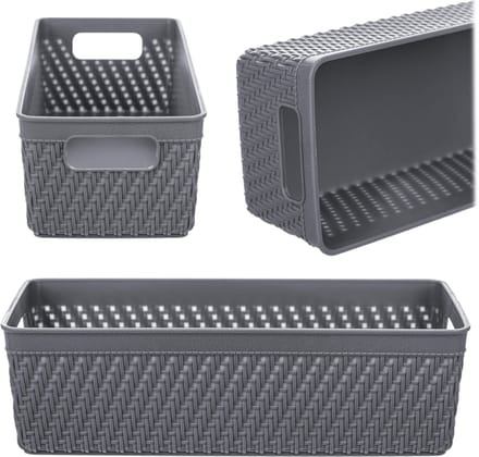 Lioni rechthoekige mand 24,5 x 10 x 7 cm donkergrijs