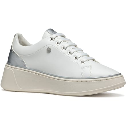 Geox D SUNNETTY Synthetisch Polyurethaan Dames Witte/Zilveren Sneakers