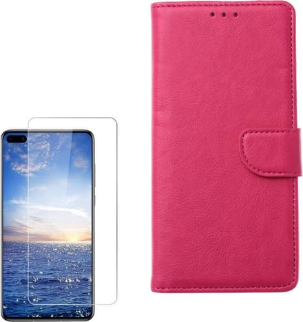 hoesje Geschikt voor: Huawei P40 Pro Plus Portemonnee roze met 2 stuks Glas Screen protector