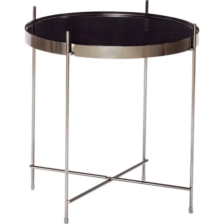 HÜBSCH INTERIOR - Grijze bijzettafel van metaal met spiegelblad - Ø43xh45cm