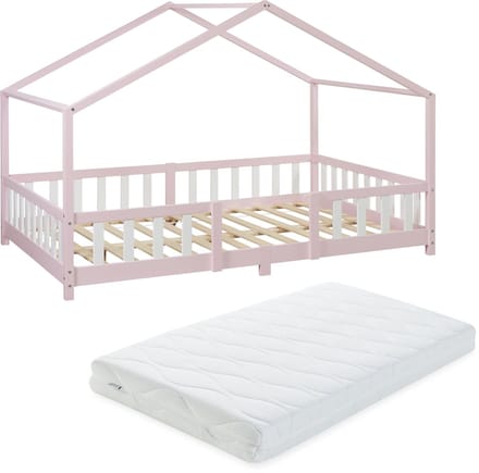 Kinderbed Treviolo met uitvalbeveiliging en matras 120x200 roze [en.casa]