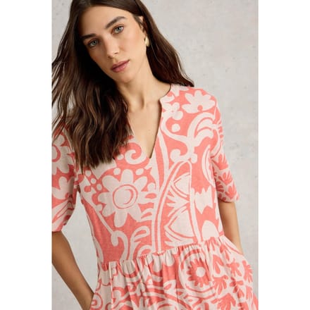 White Stuff Thea Jersey Dress Coral Multi Größe: 6 REGULAR | Blusenkleider Outlet | Damen | Orange