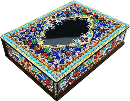 Sieradendoos Hout - Opbergkoffer Accessoires - Sieraden Nizen - Waterdicht Mandala Design - 20 x 15 x 4.5 cm - Multicolor