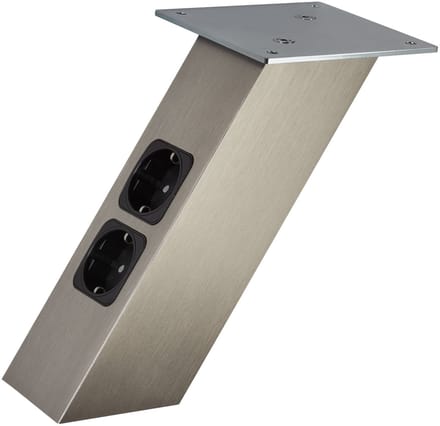 SOTECH Barconsole Schuin 210 x 80 x 70 mm in RVS look met Schuko Stopcontacten 30 kg Draagvermogen contravoet console