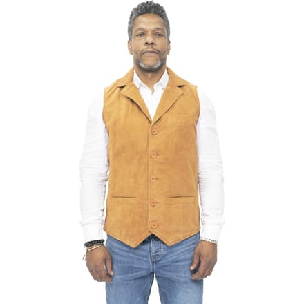 Heren klassiek glad geit suède leren vest-Exeter