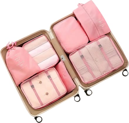 Nivard Koffer Organizer Set - Packing Cubes - Compressie - Travel - Compression - Set - Roze