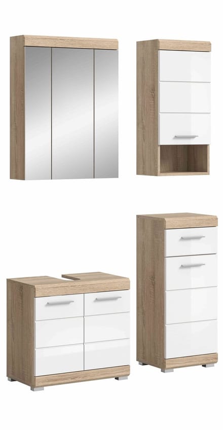 Lambada badkamercombinatie wit hoogglans MDF TZ eiken Sonoma NB - 34x112x191cm