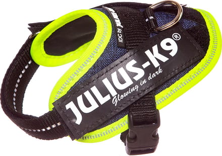 Julius-K9 IDC®Powertuig, 3XS - Baby1, denim met neon rand