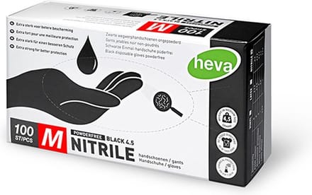 Heva Nitril Wegwerp Handschoenen Ongepoederd - M - 100 Stuks - Zwart