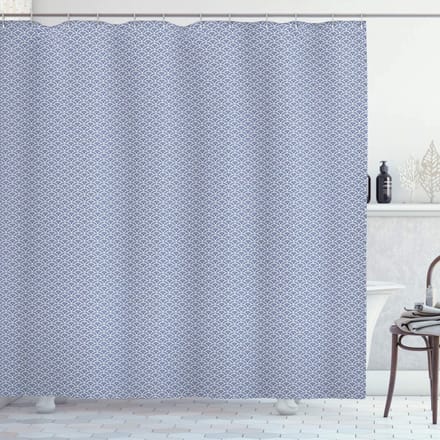 ABAKUHAUS Douchegordijn Japans Schubbenpatroon – Blauw/Wit, B175 x H200