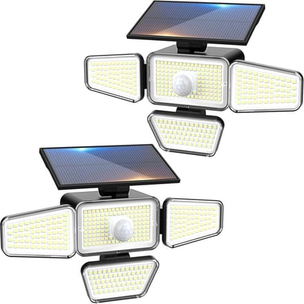 Set van 2 Buitenlampen met Bewegingsmelder en Zonnepaneel, IP65 Waterdicht