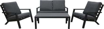 Stoel-bank loungeset Bezano | 4-delig | 4 personen | Grey/Matt Black | Aluminium
