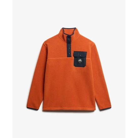 Superdry - Fuji-fleecetrui met halve drukknoopsluiting - Heren - Truien