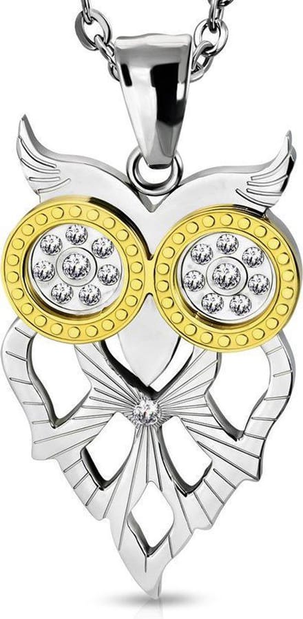 Amanto Ketting Birkan G - 316L Staal PVD - Uil - 40x24mm - 50cm