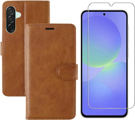 Hoesje geschikt voor Samsung Galaxy A36 bookcase Bruin - Met screenprotector tempered glass Galaxy A36