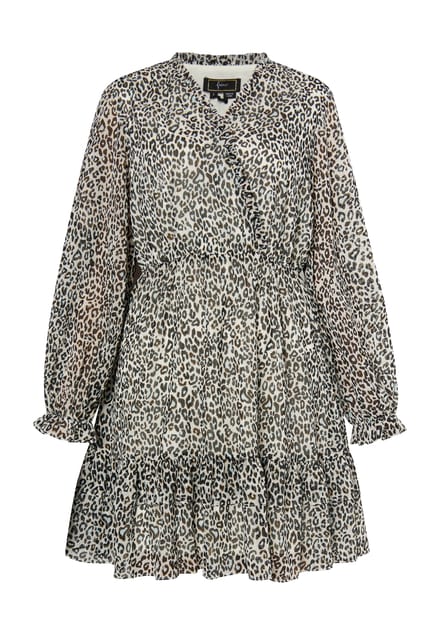 Faina Mini-jurk met luipaardprint Dames Wit Veelkleurig