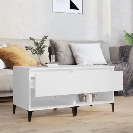 vidaXL - Bijzettafels - 2 - st - 50x46x50 - cm - bewerkt - hout - wit