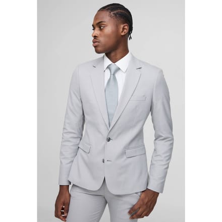 Super Skinny Single Breasted Suit Jacket | Grey | Size 48
