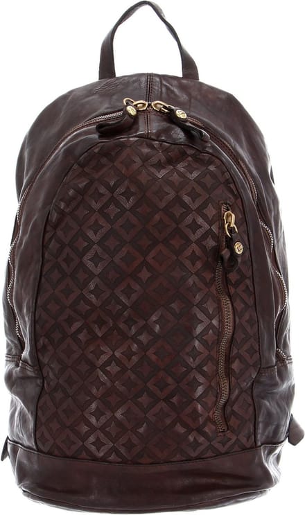 CAMPOMAGGI Leren Vrije tijd rugzak Rugzak Backpack Moro Donkerbruin