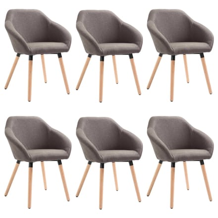 vidaXL Eetkamerstoelen 6 st stof taupe