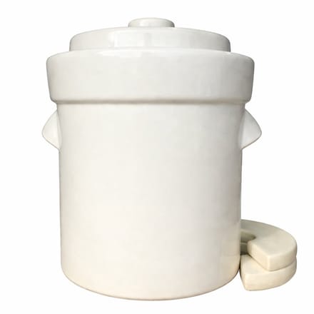 Mini fermentatiepot 2 liter (Creme/Modern) met verzwaringsstenen - Kimchipot