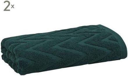 2st badhanddoek Jacquard Victoria | Chevron | 50x100 | donkergroen