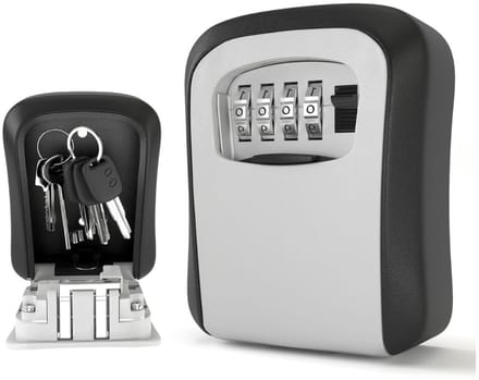 CLVP® Sleutelkluisje met Code voor Buiten - Sleutelkast - Wandmontage - Zwart met Grijs