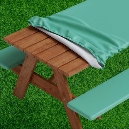 Sorfey Picnic Table Cover with Sofa Covers - Equipped with Elastic, Vinyl with Flannel Backing, Fits for Table 30" x 60" Rectangle, Water Resistant, Solid Green Design