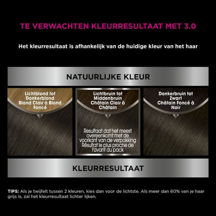 Garnier - Olia Permanente Crèmekleuring 3.0 Donkerbruin - 3 x 1 stuk - Voordeelverpakking