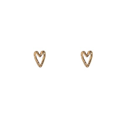 Go Dutch Label Oorknoppen Hammered Heart Stud Goudkleurig