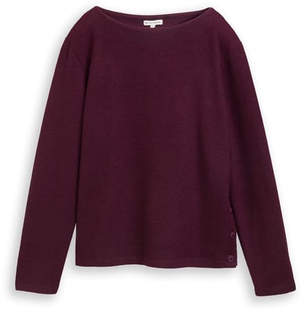 Tom Tailor - Soft-touch sweatshirt met knoopdetails - Maat L - Dark Red Mélange