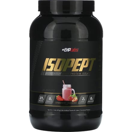 EHPlabs, IsoPept, Gehydrolyseerd Wei-eiwit Isolaat, Aardbeien Milkshake, 2,14 lb (972 g)