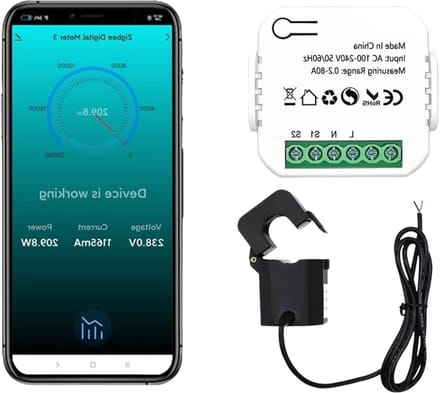 Zigbee Energiemonitor - Stroommeter Slim - Energieverbruik Monitoren - Real-time Meting Zonne-Net - 10 x 10 x 3 cm - Wit