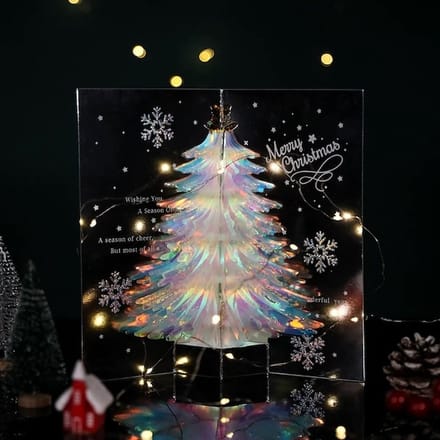 3D kerstkaart - Sprankelende Kerstboom Cadeaukaart-Wit