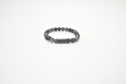 JOSH Heren Armband met Natuursteen Matt Grey-Lava | 09313-BRA