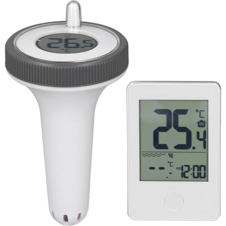 Thermomètre de piscine sans fil avec écran LCD Précision de 0,1 degré Celsius Thermomètre flottant numérique étanche Mesureur de température gray