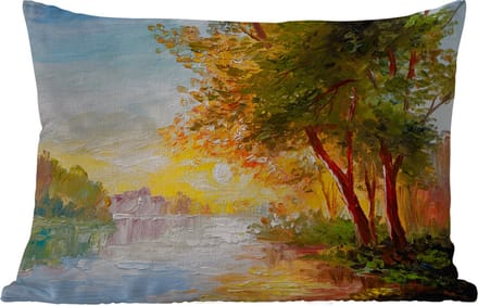 Buitenkussens - Natuur - Schilderij - Boom - Water - 60x40 cm - Weerbestendig