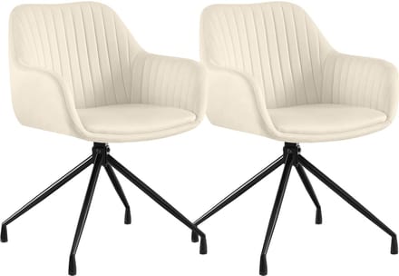 CLP Welby Set van 2 eetkamerstoelen - met armleuning - klassiek - draaibaar - Fluweel/creme