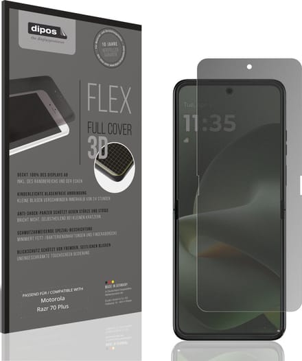 dipos FLEX – Matte Privacy Screenprotector geschikt voor Motorola Razr 70 Plus Innenseite | Volledige Schermbescherming | Case-Friendly