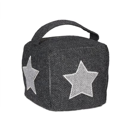 deurstopper met handgreep - zandvulling - ster - 18 x 15 x 15 cm - grijs-wit