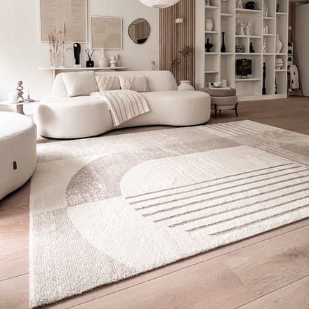 FRAAI Hoogpolig vloerkleed - Serene Shapes Creme | Vredig! - 200x290cm