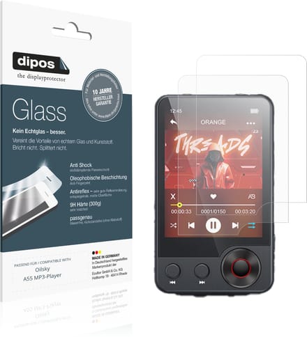 dipos – 2x Matte Pantserfolie geschikt voor Oilsky A55 MP3-Player | 9H Screenprotector