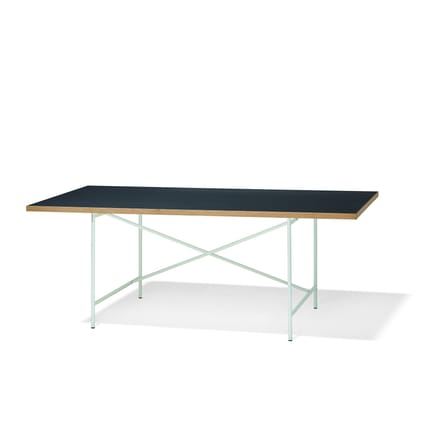 Richard Lampert Tafel Eiermann 1 - Linoleum nero 4023/eiken rand - 110 x 78 cm - wit - middelste stut - 160 x 90 cm