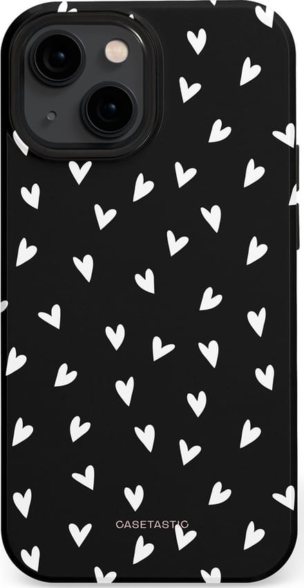 Casetastic hoesje geschikt voor Apple iPhone 13 mini - MagSafe - Dubbellaagse bescherming - Stippen Hart - Fashion Case - Zwart Grijs