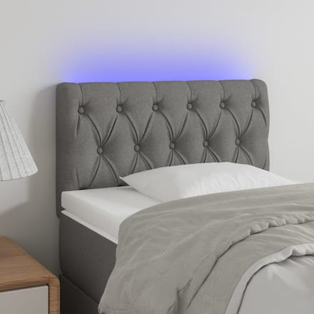 vidaXL - Hoofdbord - LED - 80x7x78/88 - cm - stof - lichtgrijs